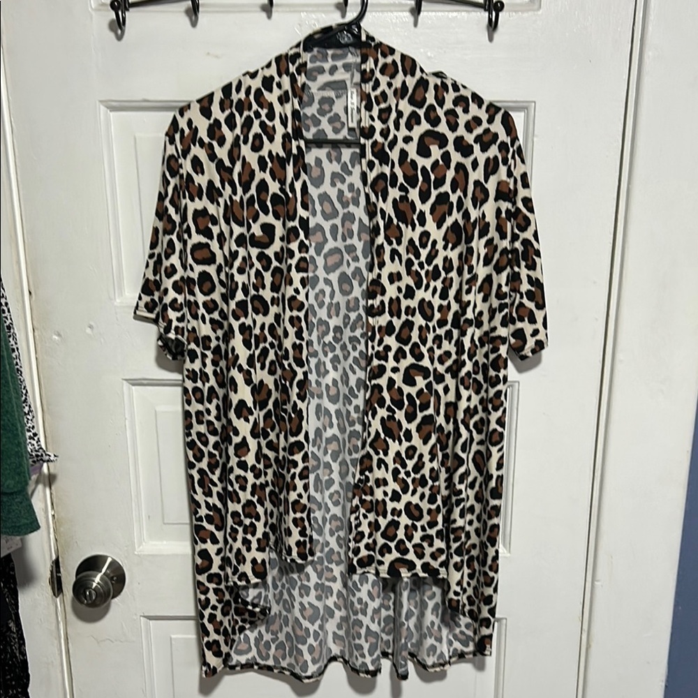 Leopard Print Open Front Cardigan